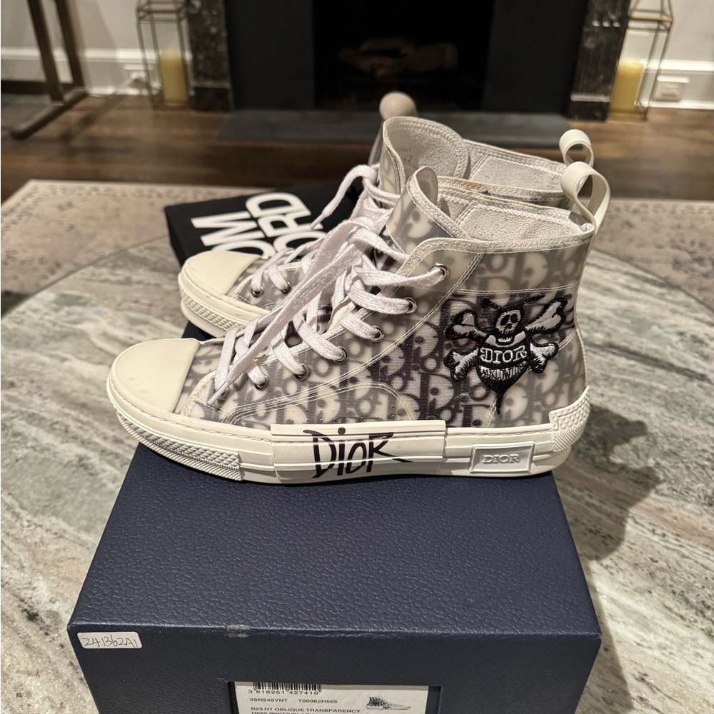 Dior and Shawn B23 High-Top Sneakers in Cream and Gray
